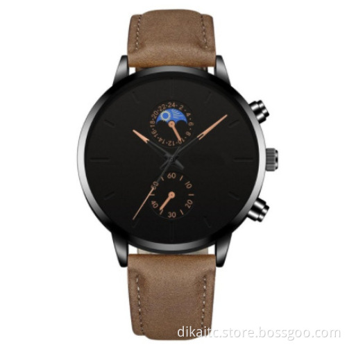 Geneva Minimalist Casual Sport Leather Watch Black Simple Analog Men Wrist Watches Chinese Brand Guangzhou Wristwatch Wholesale